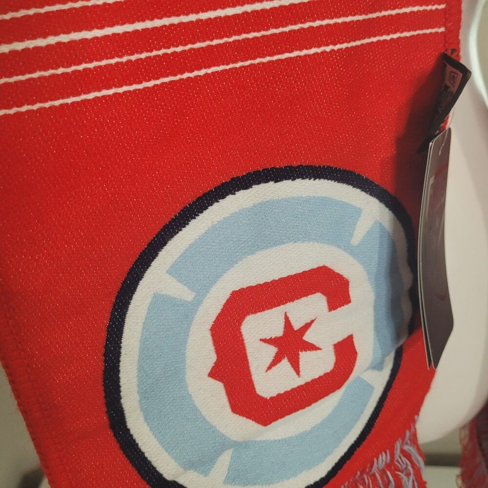 NEW Ruffneck MLS Chicago Fire FC Scarf Fringe Fray Red unisex long - Picture 7 of 13
